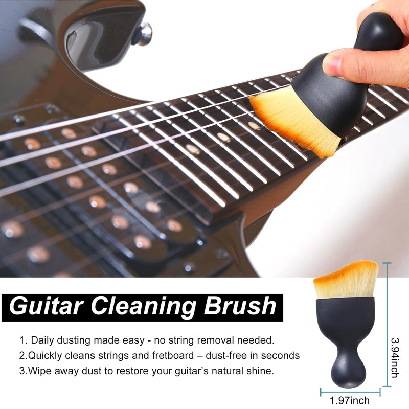WINGO Guitar Cleaning and Care Kit, Polish and Cleaner, Fretboard Lemon oil, Guitar String-cleaner and Tool Brush, Cleaning Cloth & Brush for Guitar Cleaning and Maintenance.
