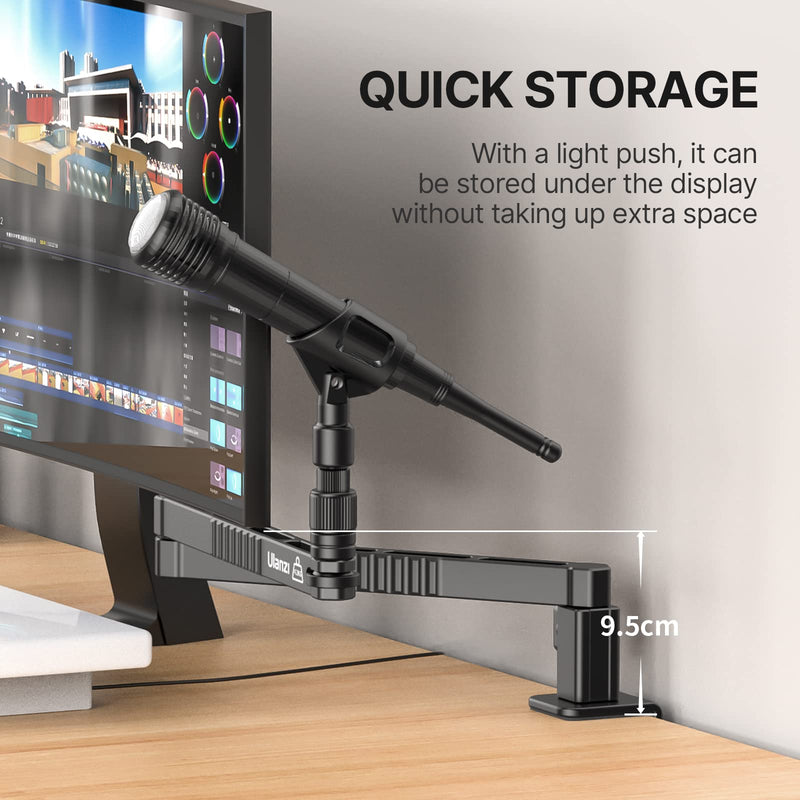[AUSTRALIA] - ULANZI LS26 Low Profile Mic Arm, Aluminum 360° Rotatable Foldable Microphone Low Arm Desk Mount for Podcast/Streaming/Gaming/Radio Studio w Mic Clip 1/4" 3/8" 5/8" Screw for Most Mics 