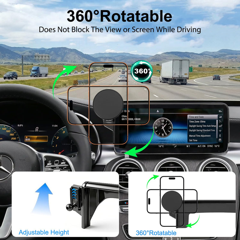 Car Phone Holder for Mercedes-Benz 2020-2022 GLC & 2019-2021 C-Class & 2020-2022 V-Class, 10.25-Inch Center Screen, Strong Magnet, OEM-Style, No View Obstruction Phone Mount Compatible with MagSafe for 2020-2022 GLC & 2019-2021 C-Class(10.25-Inch)