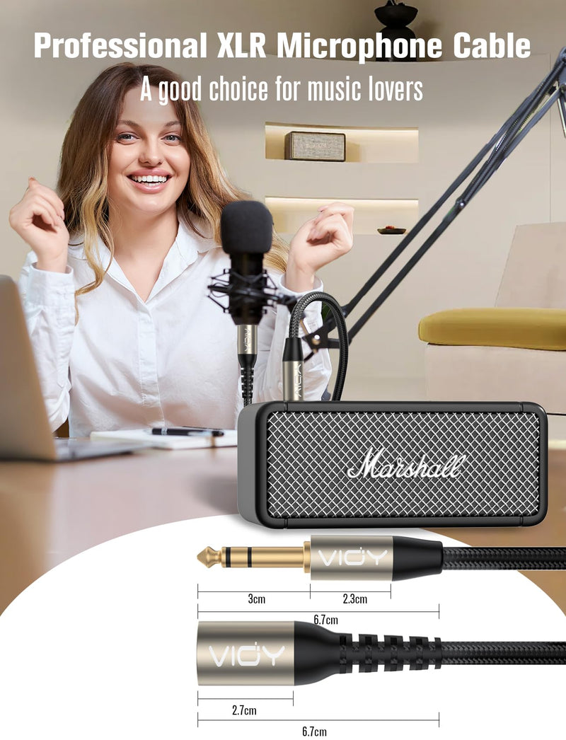 [AUSTRALIA] - VIOY XLR to 6.35mm Cable 20 FT, 1/4 Inch TRS to XLR Male Balanced Microphone Cable for Mixers, Amplifiers, Speakers, Dynamic Microphones, CD Players, Electronic Piano, Karaoke Machines 20FT 