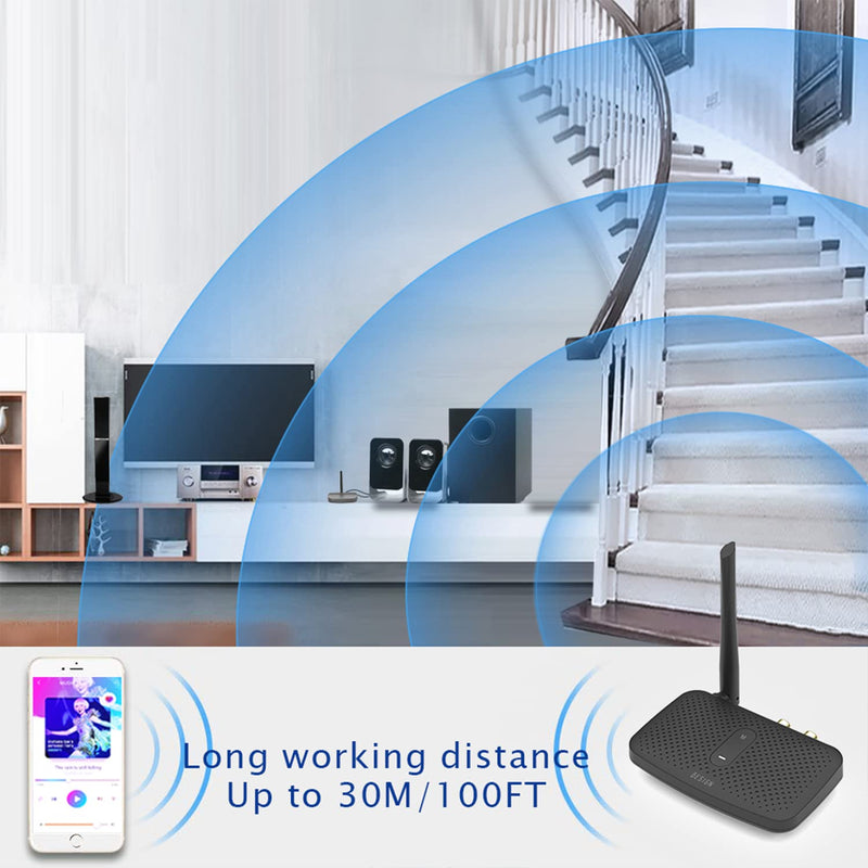 [AUSTRALIA] - Besign BE-RCA Pro Long Range Bluetooth Adapter for Bluetooth Music Streaming, Black 