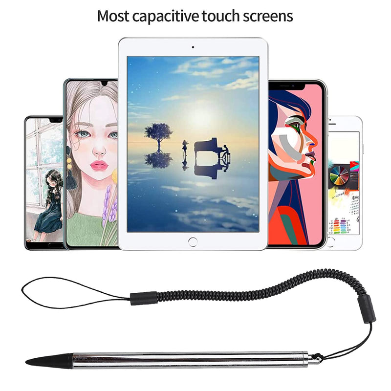 Universal High Sensitive Resistive Pen,Fine Point Stylus Tip Touch Screen Pen Tips with Spring Cord for Resistive Screen Device Silver
