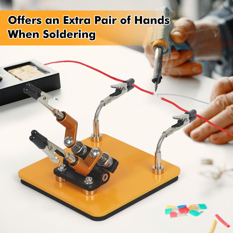 Magnetic Helping Hands Soldering Station with 10 x 10 cm Stable Base, 4 Flexible Arms Soldering Aid - 360° Rotating and Adjustable Multifunctional Tool Third Hand 10cm * 10cm