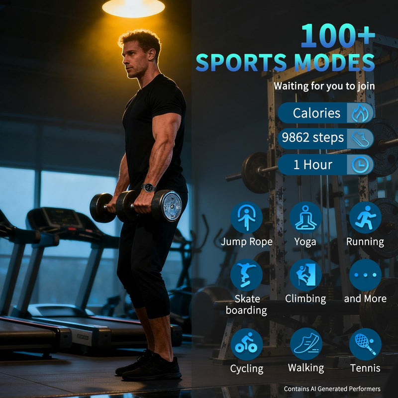 GPS Smart Watch for Men, 1.39" AMOLED Screen Smartwatches, GPS, AI, Bluetooth Call & Text, Health, 100+ Sport Modes Sleep 3ATM Waterproof Activity Fitness Tracker, Smartwatch for Android iPhone Black