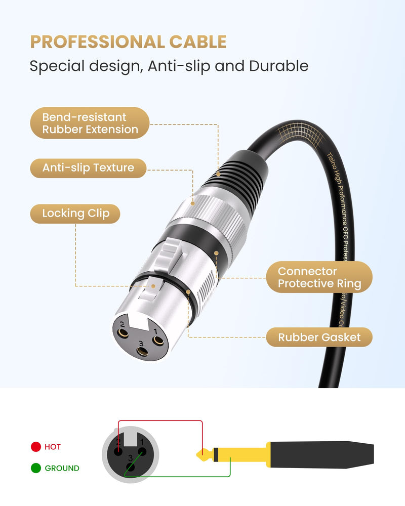 [AUSTRALIA] - Tisino Female XLR to 1/4 (6.35mm) TS Mono Jack Unbalanced Microphone Cable Mic Cord for Dynamic Microphone - 25 FT/8 Meters 25 feet 