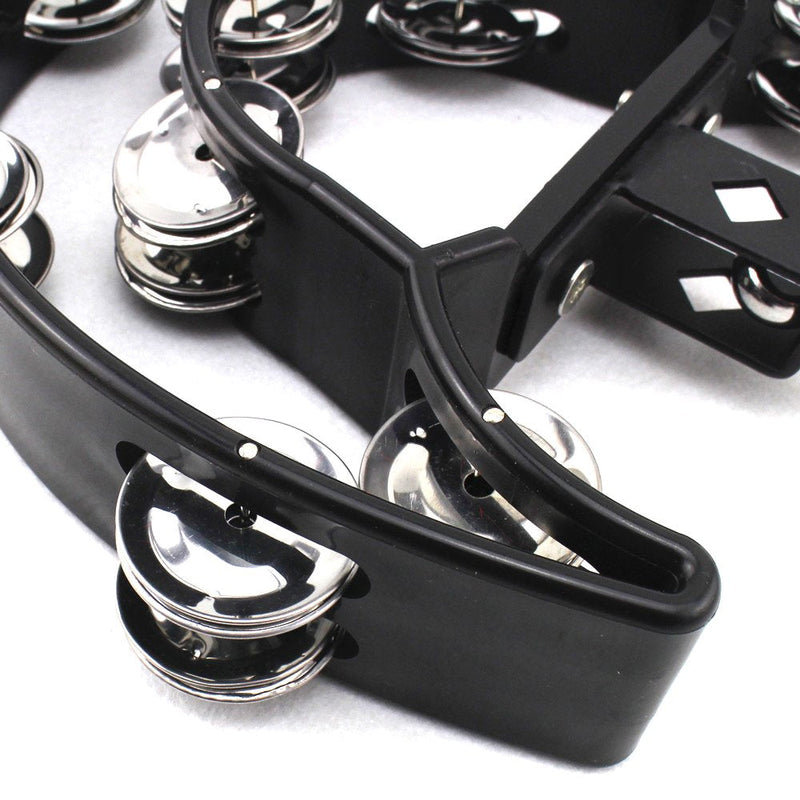 [AUSTRALIA] - Drum Set Tambourine with Mounting Eye Bolt,Hi Hat tambourine(Black,Red) (10 double rows of jingles, Black) 