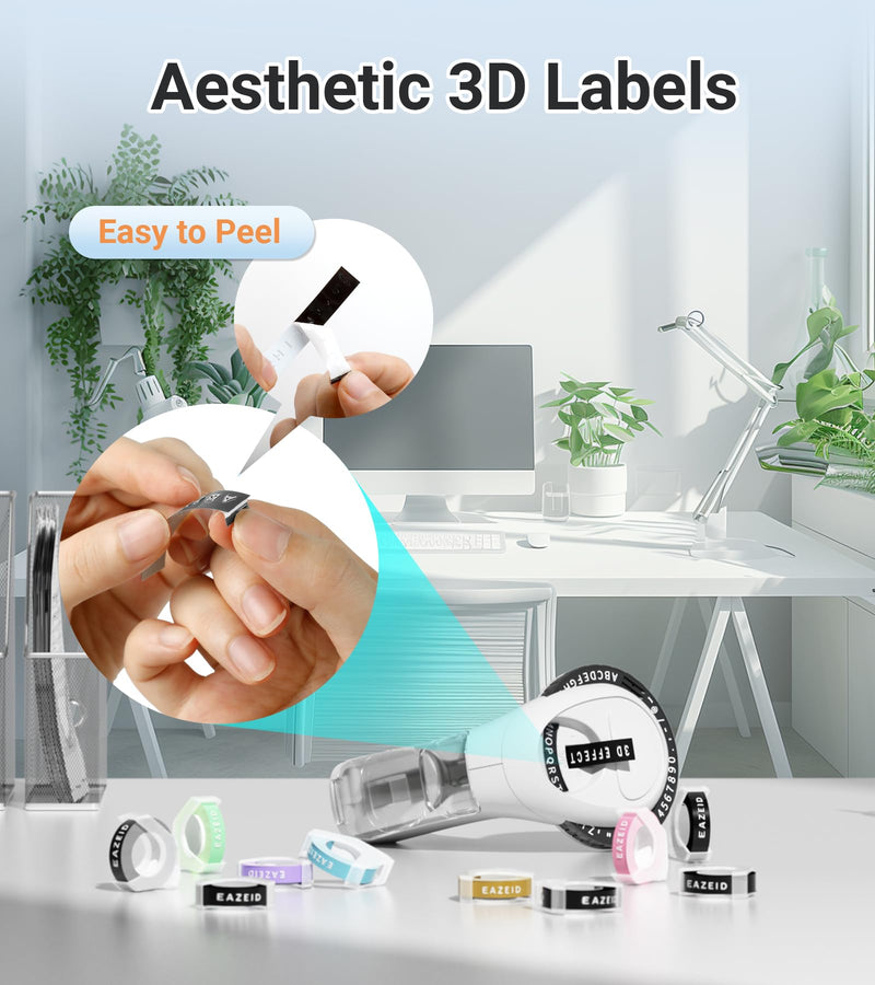 [AUSTRALIA] - Embossing Black Label Maker Machine with-Tape, Retro Embossed Label Maker Manual, Vintage 3D Emboss Labeler with 10 Rolls Macaroon Embossing Label Tapes for Home Kitchen Office School Kids 