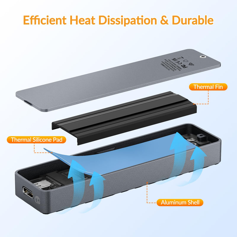 iDsonix Gray M.2 NVMe SSD Case Hard Drive Enclosure NVMe SSD USB C 3.1 Ultra 10G Speed External HDD Caddy Tool-Free Design for UASP, M.2 NVMe SATA Suitable for, Routers, PS4
