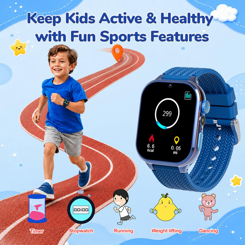 MOMILLA Kids Watch Kids Toys, 1.69'' Smart Watch with 180+ Learning Games | Kids Digital Watch, Toddler Toys with Video Camera Music Pedometer, Birthday Gifts for 3 4 5 6 7 8 9 10 Year Old Boys Blue