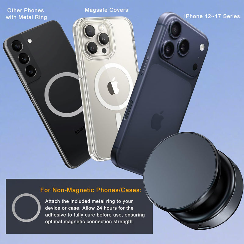 Electric Vacuum Magnetic Phone Holder for Car/Gym/Mirror/Marble Wall, Auto-Seal & Quick Release Suction Cup Phone Mount, 360° Adjustable for MagSafe Car Phone Mount for iPhone 17/16 Pro Max Silver