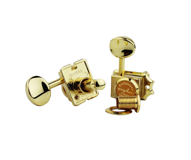 Guyker 6-in-line Vintage Guitar Lock String Tuners – Locking Tuning Key Pegs Machine Heads Replacement Parts for ST TL Style Electric Guitars Gear Ratio 1:15 – gold Golden
