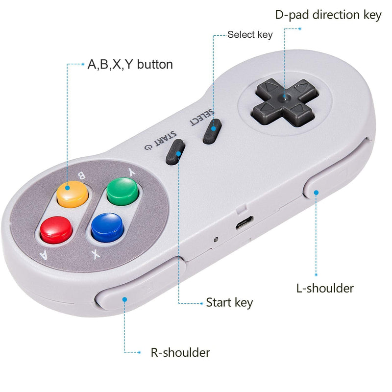 Retro Wireless SNES USB Controller, kiwitatá Rechargeable SNES Classic USB PC Game Pad Emulator Controller for Windows PC MAC,Raspberry PI