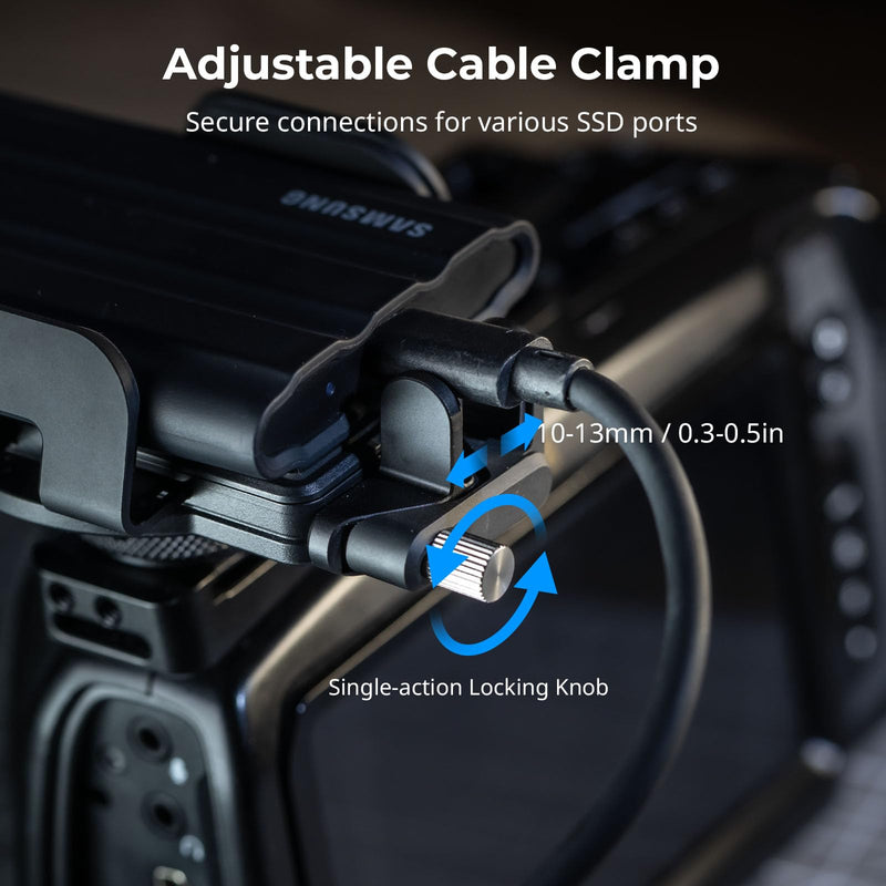 [AUSTRALIA] - SMALLRIG Universal SSD Holder for MagSafe, SSD Mount Bracket for Samsung T5 T7 SSD, for SanDisk SSD,for iPhone 17/16/15/14, for Camera Cage, with Cold Shoe & Cable Clamp, 40-60mm Wide Clamping - 5196 Clamp+Cable Clamp 