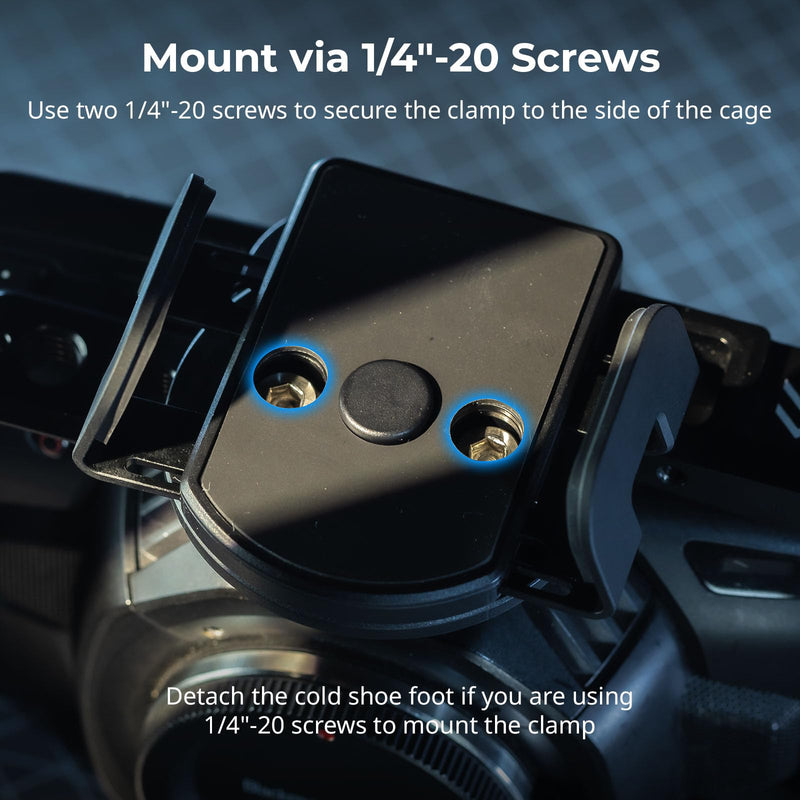 [AUSTRALIA] - SMALLRIG Universal SSD Holder for MagSafe, SSD Mount Bracket for Samsung T5 T7 SSD, for SanDisk SSD,for iPhone 17/16/15/14, for Camera Cage, with Cold Shoe & Cable Clamp, 40-60mm Wide Clamping - 5196 Clamp+Cable Clamp 