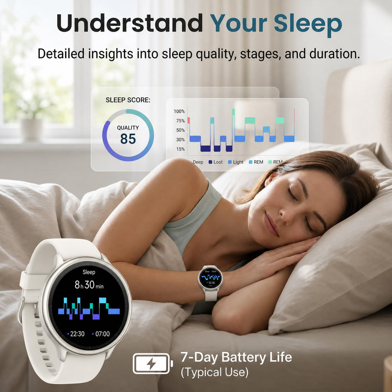 Smart Watch for Women (Answer/Make Call), 1.65" HD Fitness Tracker with Heart Rate/SpO2/Sleep Monitor, Pedometer, 110+ Sports Modes, 3ATM Waterproof, 7-Day Battery, for iOS Android Starlight