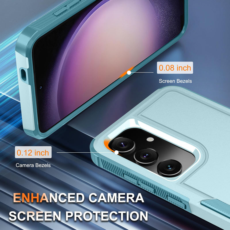 for Samsung Galaxy S24 Plus Case, Full Body Heavy Duty Rugged Shockproof Protective Phone Cover with Lanyard Strap, Tempered Glass Screen Protector and Camera Lens Cover, Mint Green Samsung S24 Plus(6.7 inch)