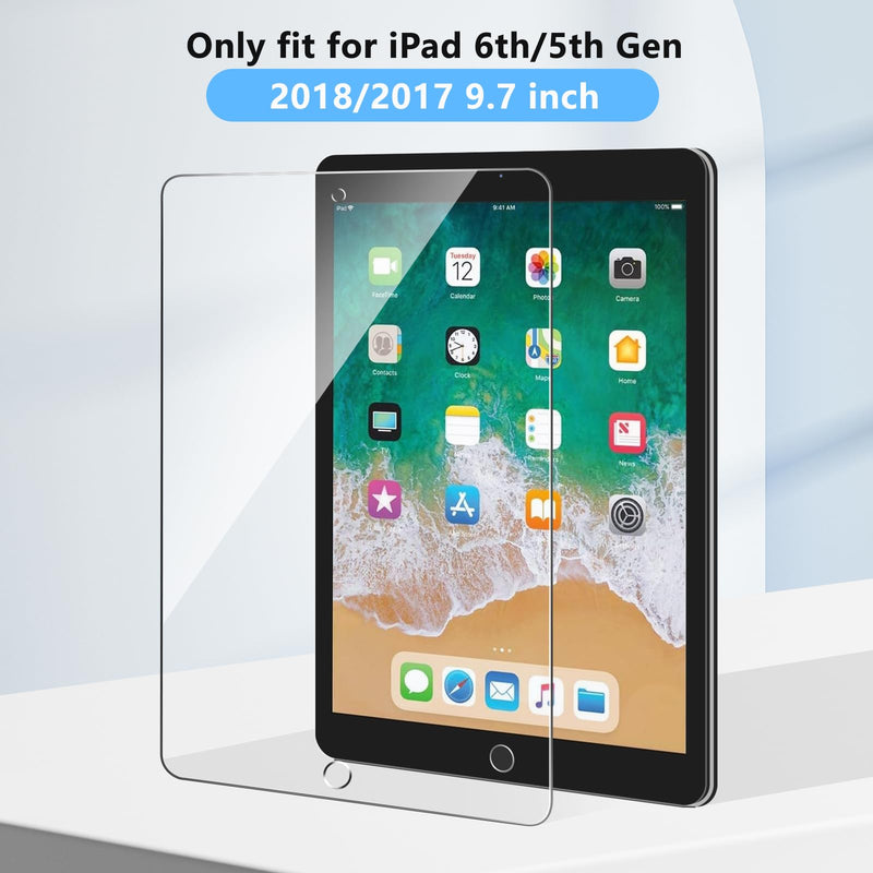 2 Pack Screen Protector Compatible with iPad 6th 5th Generation 9.7 Inch (Model A1822/A1823/A1893/A1954), Tempered Glass Film Guard