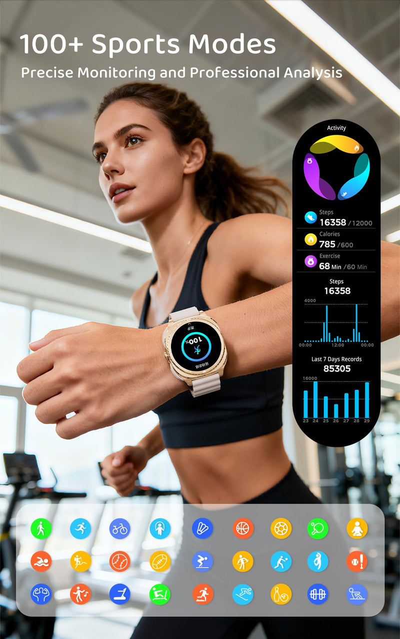 Smart Watch with Earbuds for Women&Wife Gift, 1.53” HD Display, Bluetooth Call, Music Control,Fitness Tracker, Step,Calories,Sleep Monitor,Heart Rate Monitor,Health Tracking,Android & iOS