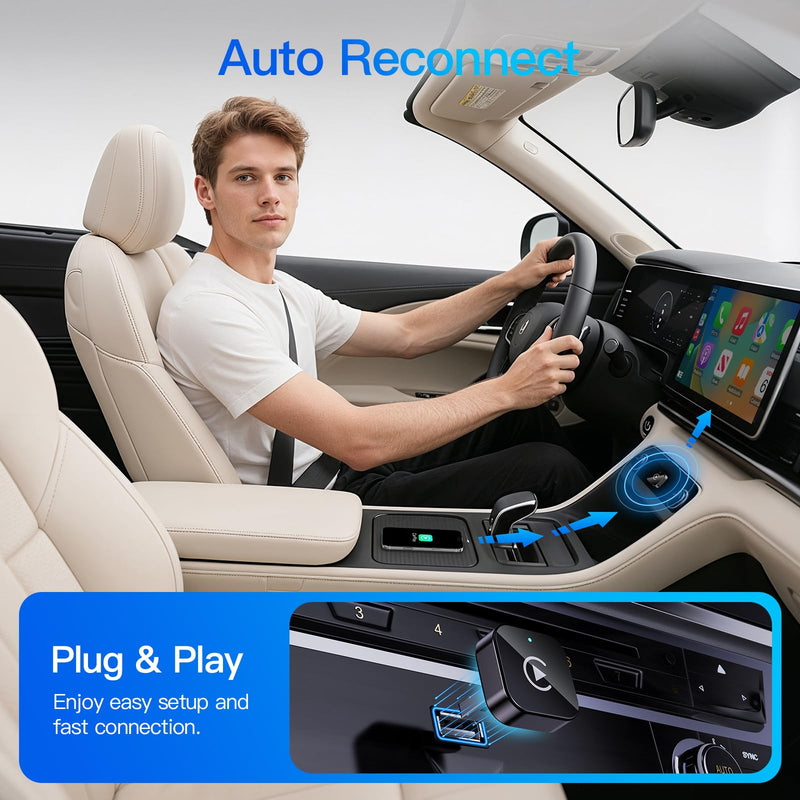 (2026 Upgraded) 2 in 1 Wireless CarPlay Adapter for Apple iPhone＆Android | Small Size,Plug and PlayFast Use Supports 1000+ Cars Wireless Adapter for CarPlay＆Android-No Latency to Screen(Silver) Silver