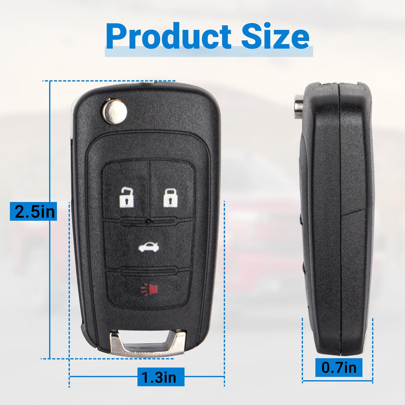 Car Key Fob Keyless Entry Remote Flip Replacement for 2010-2019 Chevy Cruze Camaro Impala Equinox Malibu Sonic/GMC Terrain/Buick Lacrosse Regal Verano Encore Car Key Replacement for OHT01060512 4-Btn 1 Pack