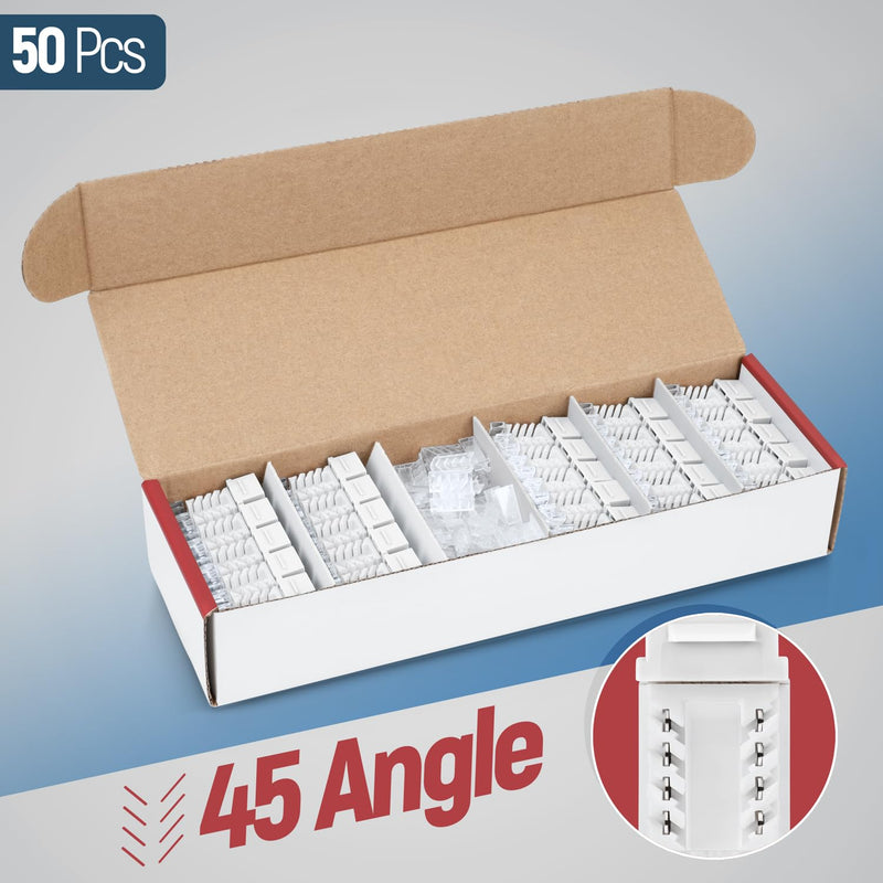 Everest 45 Degree RJ45 Cat6 Keystone Jacks Slim Profile 50-Pack White | Compatible with 45° Angled Speed Termination Tool - 45Term (B0BL3GS7ZY)