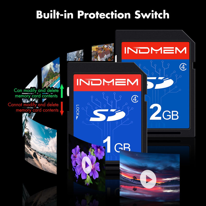 [AUSTRALIA] - INDMEM SD Card 1GB + 2GB， Class 4 Flash Memory Card 2G SLC Standard Secure Digital Cards 