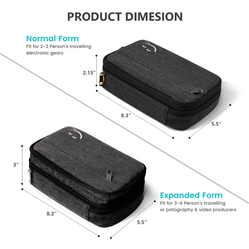 Travelkin Cord Organizer Travrel, Electronic Organizer Travel Case, Cable Organizer Bag For Cords,Chargers Phone, Sd Card,Usbs (Black) Black