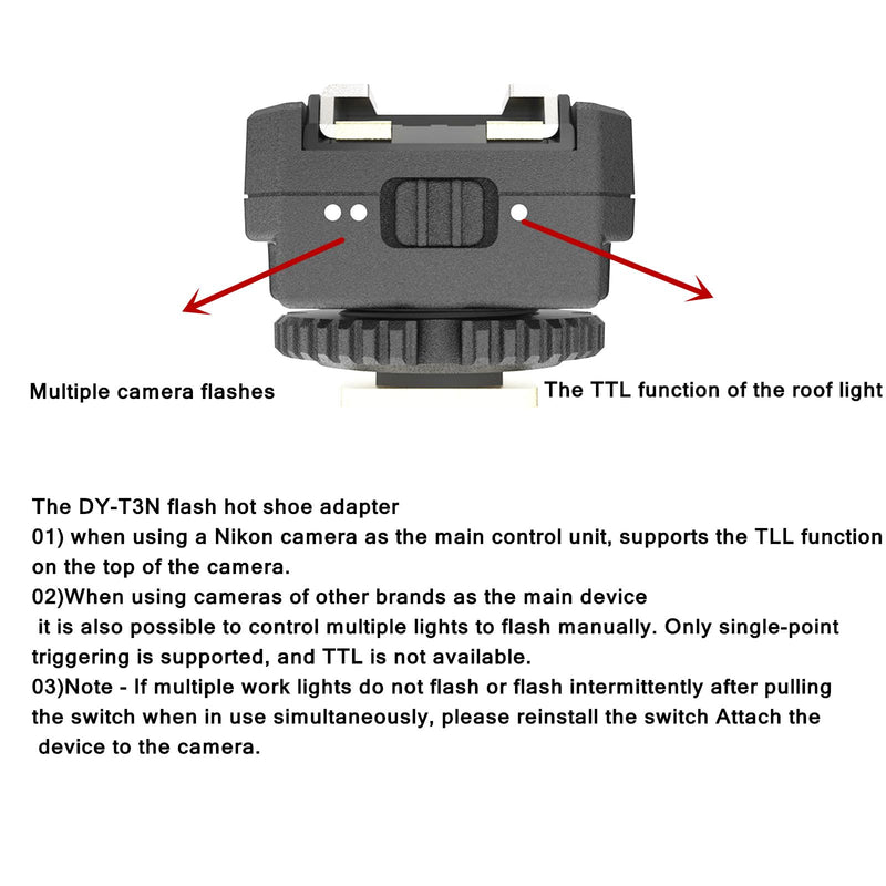 [AUSTRALIA] - DY-T3N for Nikon Camera Flash hot Shoe Converter Adapter, Small Flash Godox iT30 im20/30, Height-Increasing Multi-Flash Trigger, Extended Body Universal Accessory (DY-T3N N01) DY-T3N N01 