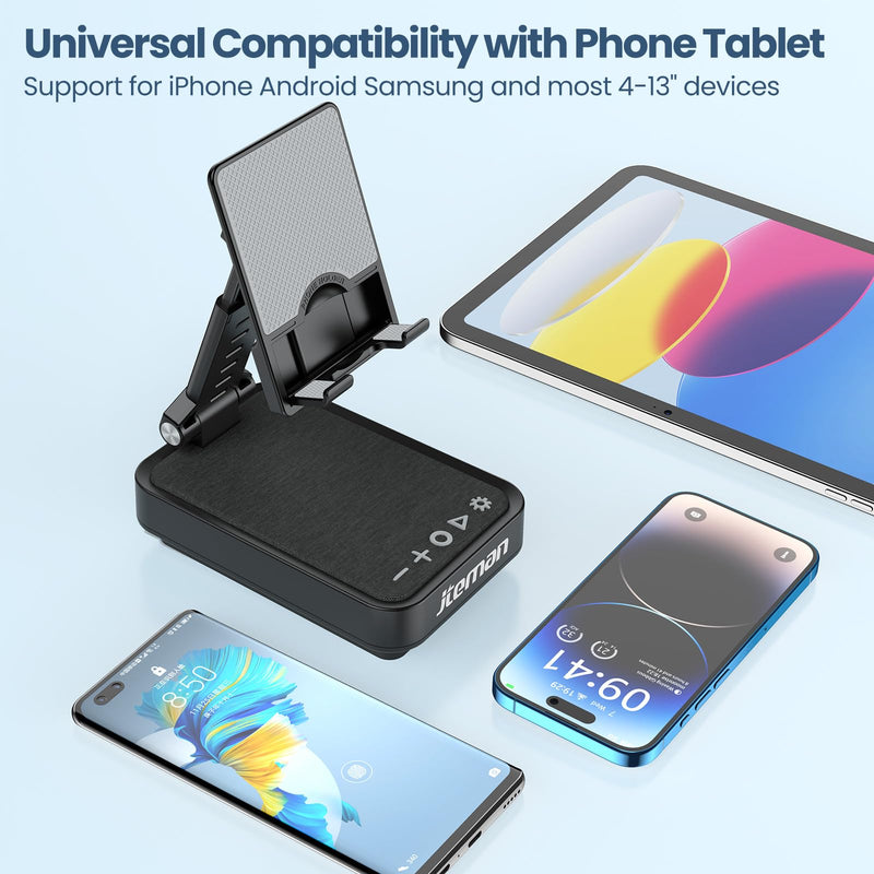 JTEMAN Gifts for Men Cell Phone Stand with Wireless Bluetooth Speaker and Jumping Light, Cool Tech Gifts for Men Women Husband Dad, Unique Birthday Gifts for Him