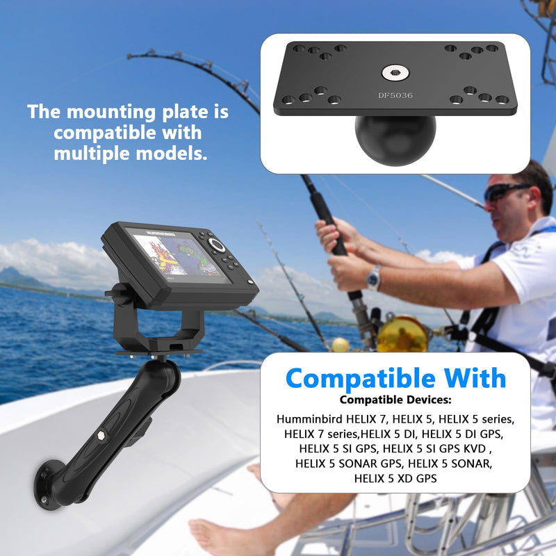 Aluminum Alloy Fish Finder Mount with 1.5"/ C Size Ball Compatible with Humminbird Helix 5/7 Series,9.3" Long Arm Marine Electronic Depth Mount for Boat/Kayak/Fishing Mounting Plate Accessories