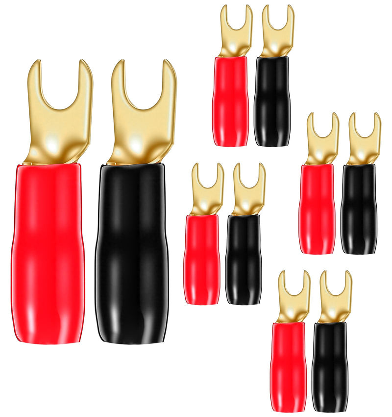 10Pcs 8 Gauge Wire Connectors, 8 Gauge Spade Terminalsr for Speaker Wire | 8 Gauge Spade Adapters, Insulated Spade Terminals Fork Adapters, Connectors for Car Audio, Easy Crimp Installation