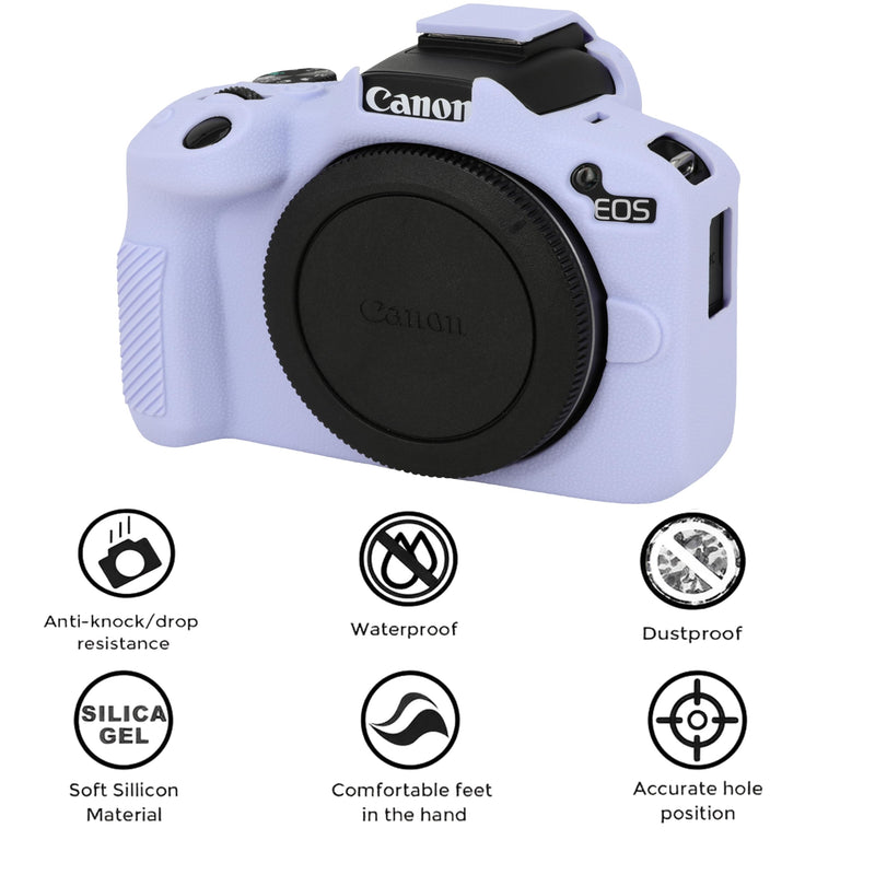 Case for Canon EOS R50, EOS R50 Camera Silicone Protective Case, Lightweight, Anti-Scratch Slim Fit Soft Skin, EOS R50 Accessories, AEXUTDA Bag for EOS R50 Mirrorless Vlogging Camera - Purple