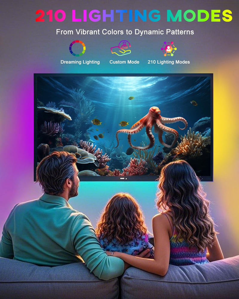 [AUSTRALIA] - LED Strip Lights 4 Pre-Cut RGB Led Light Strip With APP & Remote Control, Multi-color Music Sync Changing Strip Lights for Cabinets Shelf Closets TV Backlight Kitchen Bedroom, With Power Adapter 