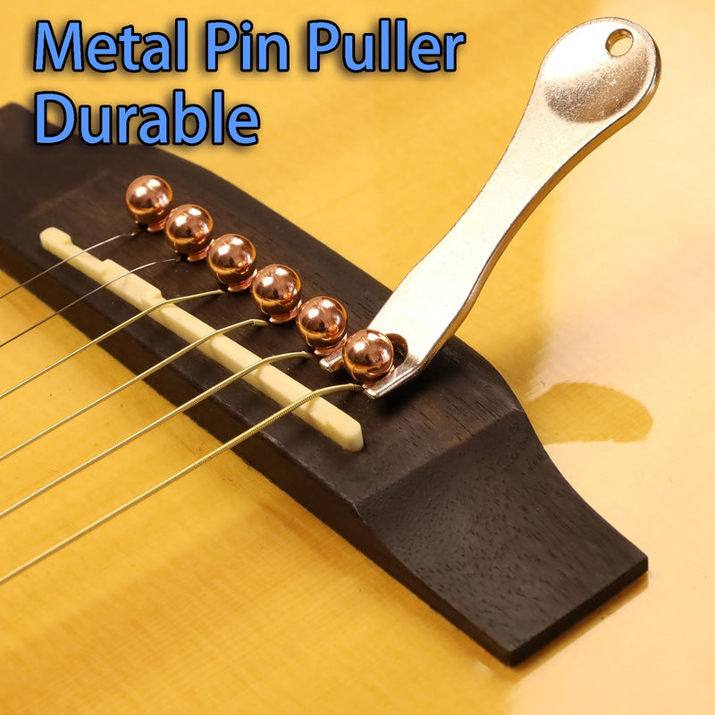 12 Pcs Acoustic Guitar Bridge Pins with Bridge Pin Puller Remover 2 Guitar Picks Guitar Pegs Guitar Parts Accessories Replacement Tools Kits