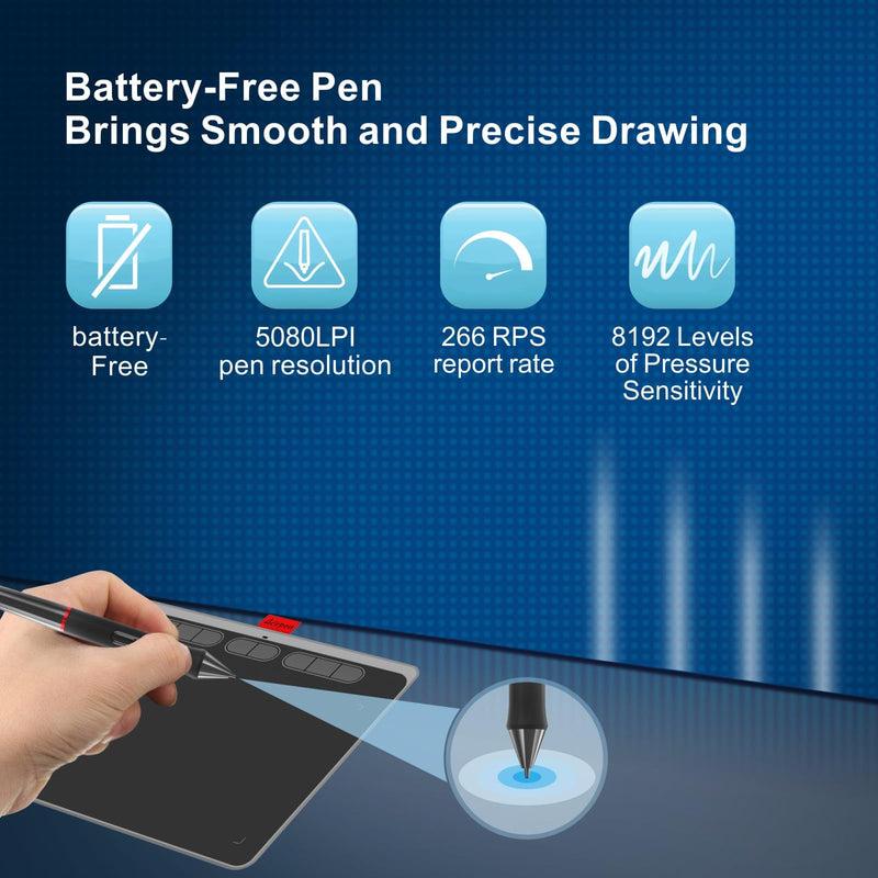 9x6 inch Graphics Drawing Tablet, Acepen Drawing Tablet with Battery-Free Stylus, 8192 Pen Pressure, 8 Hot Keys, Digital Art Tablet for Drawing, Design, Teaching, Work with Mac, Computer, PC & Mobile 9 inch