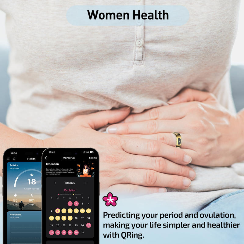 Smart Ring Health Tracker for Women & Men, Fitness Ring with Sleep & Motion Tracking, Touch Control, No Subscription Required, Compatible with iOS & Android (Starlight Silver, #10)
