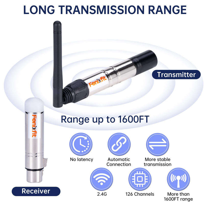 Wireless DMX512 Transmitter Receiver No Latency DJ 2.4G DMX Wireless 1 Transmitter & 3 Receivers Long Transmission Range DMX Light Controller for LED Stage Disco Lighting 4PCS Silver
