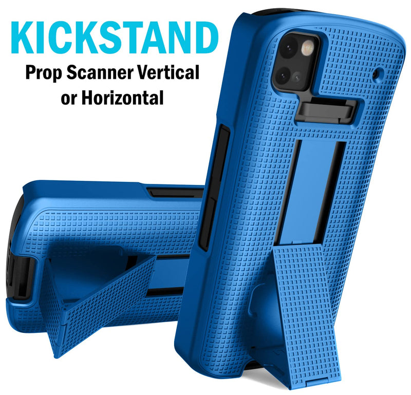 [AUSTRALIA] - Case with Clip for Zebra TC53 TC58 Mobile Computer Scanner, Nakedcellphone Slim Hard Shell Cover with Kickstand and [Rotating/Ratchet] Belt Hip Holster Combo - Cobalt Blue 