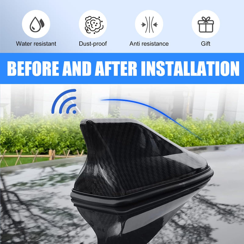 1 PC Car Shark Fin Antenna, AM/FM Radio Signal Base Cover, ABS Signal Receiver, Punching-free Antenna Replacement, Universal for Most Cars, Trucks and Vans (Carbon Fiber Black) 1 PC Carbon Fiber Black