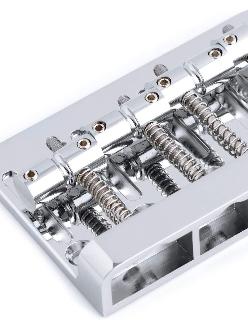 Metallor 4 String Bass Bridge Tailpiece Fixed Saddles for Electric Bass Guitar Jazz Bass or Precision Bass Chrome.