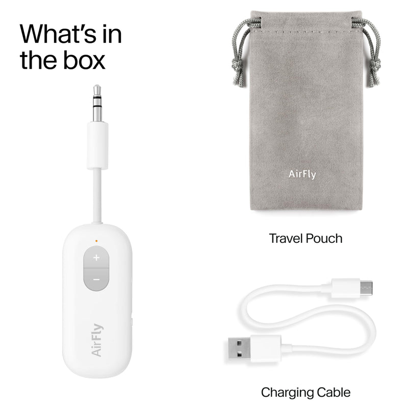 [AUSTRALIA] - Twelve South AirFly SE | Bluetooth Wireless Audio Transmitter Adapter for AirPods/Headphones, 20+ Hr Battery, Works with 3.5mm aux Jacks on Airplanes, TVs, Gym Equipment, and Travel White 