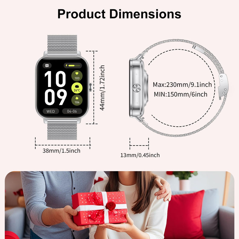 Smart Watches for Women, 1000mAh Battery lasts 20 days, 1.85" Smart Watch (Answer/Make Calls) Heart Rate/Sleep Monitoring, Activity Trackers 130+ Sports Modes, IP68 Fitness Watch for iOS Android
