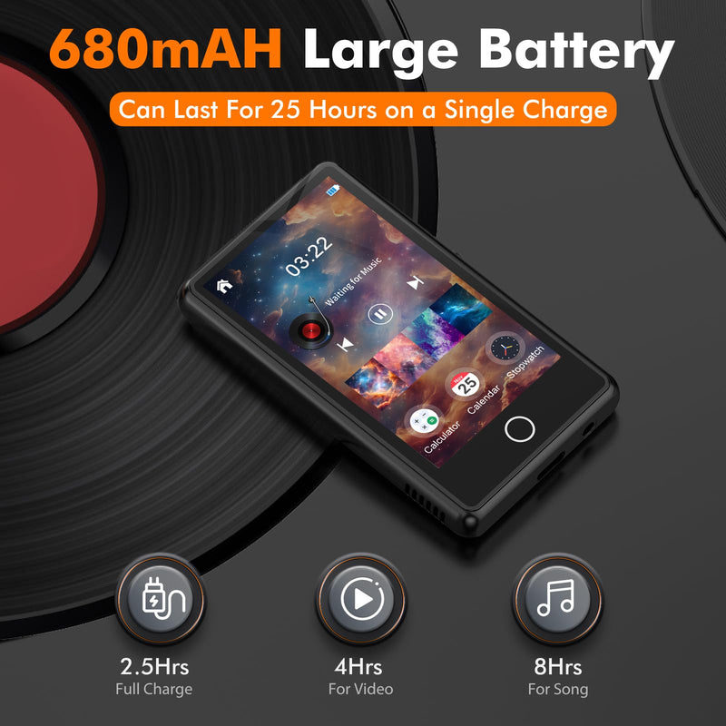 [AUSTRALIA] - 80GB MP3 Music Player with Bluetooth, 3-inch Portable MP4 Player Support All Formats Video with Built-in Speaker, FM Radio, Video, E-Book, Recording. Expandable up to 256GB, Black 
