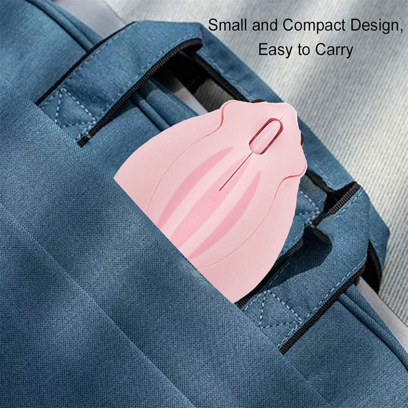 CHUYI Animal Cartoon Hamster Shape Mini Travel Wireless Mouse 1200DPI Portable Optical Small Cordless Mice for Computer Laptop PC (1 Blue, 1 Pink)