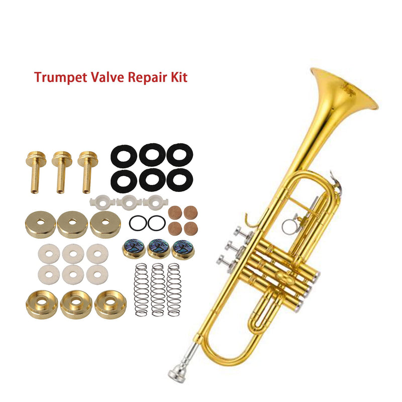 Lovermusic Trumpet Repair Kit Trumpet Finger Buttons Valve Cover with Felts Rubber Rings Cork Pads Pack of 36