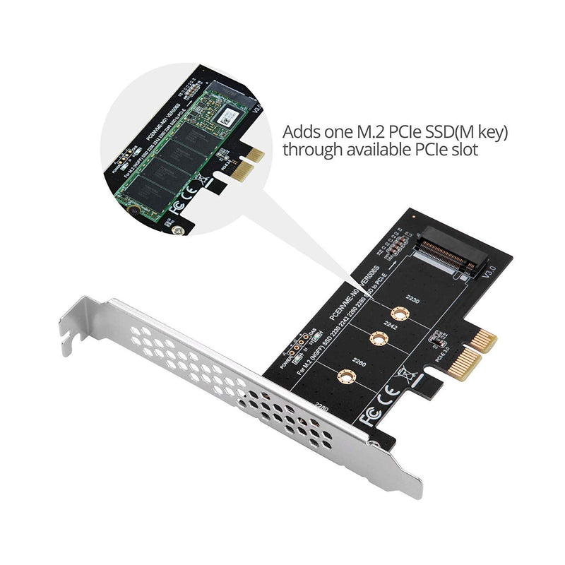 [AUSTRALIA] - NVME M.2 SSD M-Key to PCI-e 3.0 x1 Host Controller Expansion Card,Supports M2 NGFF PCI-e 3.0, 2.0 or 1.0, NVME or AHC 2280, 2260, 2242, 2230 Solid State Drives with Low Profile BRAC PCLE-KEY M Adapter 