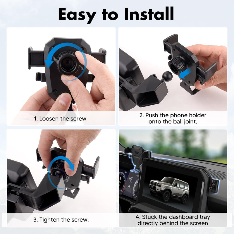 FIILINES Phone Holder for Toyota Land Cruiser 2024-2025 (Fit 12.3" Touch Screen), Phone Mount with Dash Organizer for Land Cruiser Accessories, 360 Degree Rotation Dash Mount Cell-Phone Holder For Cruiser Prado LC250 2024-2025