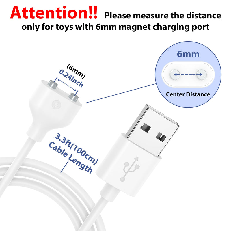 Vancle 2 Pack 6mm Magnetic USB DC Charging Cable with 2 Pins Charger Cord for Toys Massagers Electric Toothbrush
