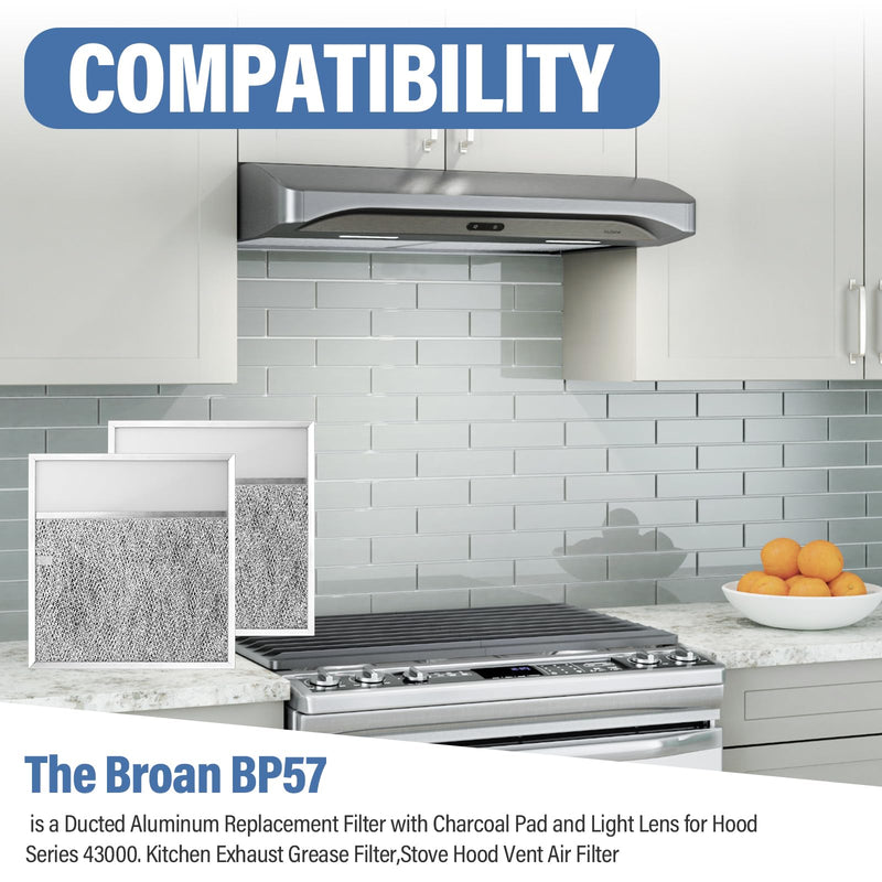 [AUSTRALIA] - BP57 Range Hood Filter with Light Lens for Broan-NuTone Kitchen Exhaust Grease Filter,Stove Hood Vent Air Filter,11-1/2 X 11-3/4 X 3/8 Reinforced Aluminum Frame fit 43000 R610045, Series 1-Pack 
