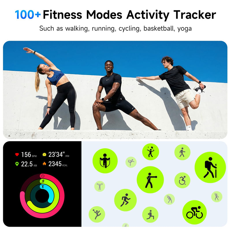 AOC Built-in ChatGPT, 1.96" HD AMOLED Screen AI Smart Watch for Men Women Answer/Make Calls, Fitness Watch with Heart Rate Monitor Sleep Monitor, 100+ Sports Trackers Step Counter, Waterproof